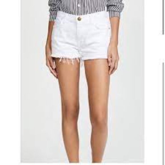 Current/Elliott Ultra High Waist with Insert White Denim Short - Picture 1 of 12